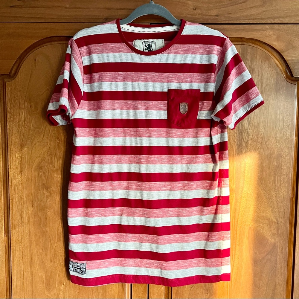 Middlesbrough Football Club Red Striped T-Shirt Soccer Club England Large